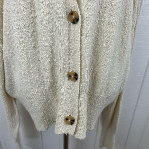 Free People Women Found My Friend Cardi Sweater Cardigan Cropped Cream Medium - Picture 6 of 11